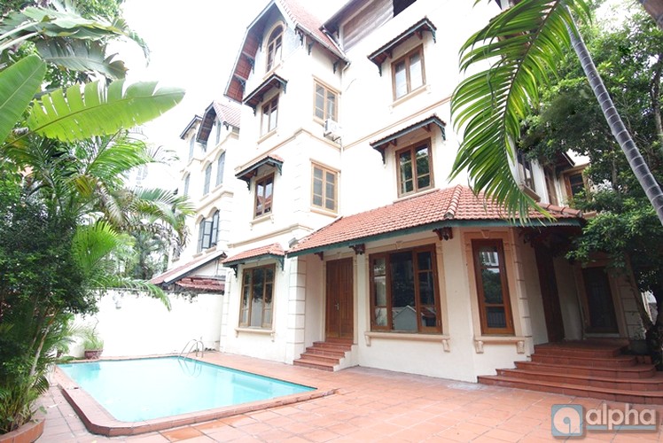 Lovely detached mansion with outdoor swimming pool for rent in To Ngoc Van street